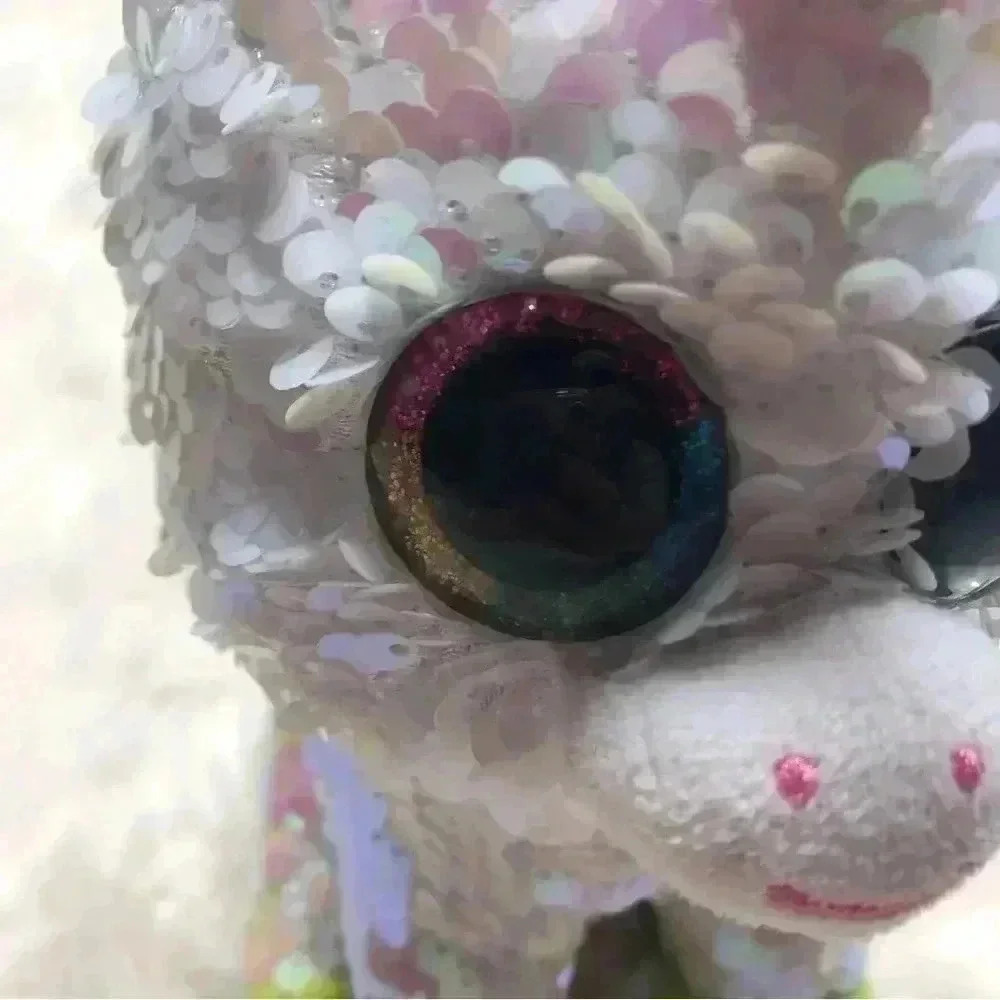 Ty Beanie Boo Pixy Unicorn Shiny Pink  / White / Rainbow Sequins 6” - Picture 4 of 12